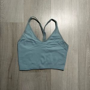 Set active light blue v tank top
